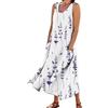 MJGkhiy Vestito Donna Lungo Boho Cotone E Lino Abito a Canotta Moda Senza Maniche Abito in Lino Vintage Stampa Abiti al Ginocchio Larghe Tunica Costume Abito Abbigliamento Firmato Mare Abiti