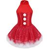 CHICTRY Vestito da Balletto Bambina Paillettes Principessa Abito da Pattinaggio Artistico sul Ghiaccio Senza Manica Body da Danza Classica con Piume Lago dei Cigni Rosso 5-6 anni