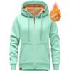 Lonya Felpa Donna con Zip Inverno Elegante Pile Felpe Cappuccio Giacca Sportiva Sweatshirt Casual Classico Cerniera Hoodie Verde Menta,S