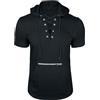 MakingDa Felpa sportiva a maniche corte da uomo alla moda per allenamento palestra pullover con cappuccio camicia con cappuccio pulsante vestibilità muscolare felpa estiva leggera hip hop corsa boxe