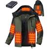 GOTOBI Giacca riscaldabile da uomo con power bank, 12 V, 18400 mAh, 8 zone di riscaldamento, con 3 livelli di temperatura, parka invernale da uomo, antivento, calda giacca in pile con cappuccio