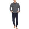 Sykooria Pigiama Uomo Invernale Cotone Lungo Due Pezzi Set Caldo Maniche Lunghe e Pantaloni Lunghi 583-Blu Scuro M