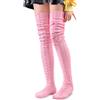 LittleForBig Calze da stivale alto alla coscia extra lungo sopra il ginocchio Calze a maglia con cavo - Rosa 105 CM