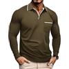 PRIVIMIX Polo Uomo Maniche Lunghe Tshirt Golf Magliette Collo a V Maglia con Tasca M-3XL