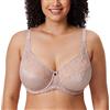 DELIMIRA Reggiseno Donna in Pizzo Taglie Forti Marrone Chiaro 10C