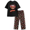 Disney Pigiama a Maniche Corte e Lunghe da Uomo dei Muppets da Notte con Cartoni Animati Neri e Rossi | Abbigliamento da Relax per Andare a Letto e Rilassarsi