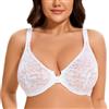 MELENECA Reggiseno da Donna con Ferretto in Pizzo Scollato sul Davanti Chiuso da Donna Bianco 8B