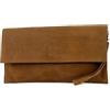 modamoda de T151/M151 - Borsetta italiana tipo pochette, in pelle scamosciata o pelle dall'effetto metallizzato, Marrone (cognac), Small