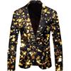 YOSUWOAI Giacca con paillettes da uomo, blazer glitterato, abito slim fit, costume di carnevale, un bottone, smoking, completi con colletto pieghevole, abiti con paillettes anni '70 '80, outfit disco