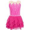 Oyolan Vestito Pattinaggio Artistico Ragazza Bambino Leotard Ginnastica Body Danza Strass Senza Maniche Costume Spettacolo 5-14 Anni, B Rose vivace., 11-12 Anni