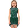 Aislor Vestito da Pattinaggio Artistico Bambina con Paillettes Body da Balletto Danza Classica Leotard Corpo con Gonna Tulle Abito da Ballo Lirico Contemporaneo