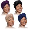 SATINIOR 4 Pezzi Africano Copricapo Cappellino Prelegato Turbante Nodo Cappello Cappello (Viola Giallo Rosso)