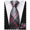 Hi-Tie Set di cravatta auto-allacciata per ragazzi in seta, con fazzoletto da taschino, per matrimoni, per bambini di età 8-11 anni, nero, grigio, rosso.