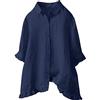 Generic Top estivi da donna in garza con volant maniche a 3/4 camicie larghe in lino a maniche corte casual 2025 abito garza increspata oversize primavera puro cotone da donna taglie forti