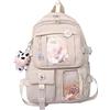 LYEAA Zaino Kawaii con forni e ciondolo a forma di animale in peluche, stile preppy in PVC patchwork trasparente zaino scuola borsa grande capacità borse zaino, Stile C, rosa