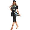 TaissBocco Burkini for Girls 3 Piece Short Sleeve Rash Guard Swimming Costume Modest Swimsuit(6XL,FY5)