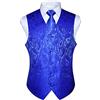 HISDERN Set di gilet e cravatta jacquard floreali classici da uomo in paisley floreale e tasca quadrata