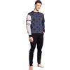 SNELLY Pigiama Uomo 100% Caldo Cotone Invernale Autunnale Lungo, Pigiami 2 Pezzi con Maglia Manica Lunga Collo Bottoni o Girocollo, Fantasia Elegante a Scelta, Taglie M L XL XXL (XL, U854 - Scritta 87)