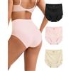 INNERSY Culotte Donna Senza Cuciture Slip Vita Alta Microfibra Mutandine Invisibile Pacco da 3 (2XL, Nero, Beige, Rosa)