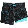 maamgic Uomo Pantaloncini da Surf 2-in-1 con Compressione | 5 5' Pollici Interni Asciugatura Rapida Costume da Bagno Corti con Tasche Interna 5.5 Dino Nero Ghiaccio Blu S