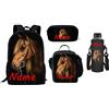 Belidome Set Zaino Scuola Astuccio Portamatite Borsa Pranzo Portabottiglie per Bambini Ragazzi Ragazze, Confezione da 4, Taglia unica