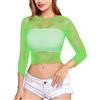 LemonGirl Lemon Girl - Maglia a rete da donna, a maniche lunghe, taglia unica, Verde scuro, taglia unica