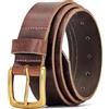 Ashford Ridge Cintura da uomo in pelle piena da 34 mm con fibbia color ottone - Marrone Antico 5XL