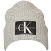 Calvin Klein Jeans Cappello Cuffia CK Berretto con Risvolto Foderato Misto Lana con Logo Articolo ZM0ZM02442, PKH Mid Grey Heather, Unica - One Size