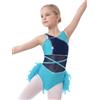 Xnihocha Abito da ballo latino per ragazze e bambini Hip-Hop Jazz Abito da ginnastica brillante Balletto Leotard Latin Jazz Tango Abbigliamento da danza 110-170, Azzurro, 134-140 cm