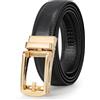 LEACOOLKEY Cintura in pelle da uomo con scivolo Cintura in pelle automatica a cricchetto per uomo con fibbia automatica, 51.2"，suit pant size 28-44