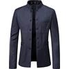Qinvern Giacca da uomo in tinta unita con colletto alla coreana, temperamento sottile, comoda e versatile, giacca casual per tutti i giorni XL