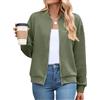 PANOZON Giacca jacquard a manica lunga da donna Bomber Casual con zip Giacca da baseball leggera(XL,Verde)