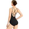 Mulnall Body da balletto nero da donna, in pizzo, con fodera frontale completa