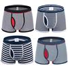 Nuofengkudu Uomo 4 Pack Boxer Mutande Striscia Print Pantaloncini Sportivi Traspiranti Elasticizzato Shorts Gamba Lunga Intimo Regalo Underwear Trunks-2 Dimensione XXL Girovita 94-104CM