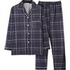 Kobilee Pigiama Uomo Cotone Elegante Pigiami Due Pezzi Pigiama Pile Taglie Forti Classico Completo Pigiama Lungo con Bottoni Davanti Autunno Pigiama Invernale Caldo Leggero Pigiama Cotone