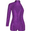 CHICTRY Body da Ginnastica Artistica Bambina Paillettes Metallico Leotards Vestito Danza Classica Jumpsuit Manica Lunga Body da Balletto Jazz Danza Moderna Performance Viola A 15-16 anni