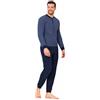 Il Granchio Pigiama Uomo Invernale Felpato in Caldo Jacquard Pigiama Uomo Felpato Effetto Lana (2047-BLU, L)