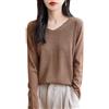 Chanyarn Donna 100% Lana Merino Maglie Termiche Maglietta Scollo a V Manica Lunga Viaggio Escursionismo T-Shirt Termiche Base Layer (Caramel,S)