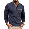 Ryehack Maglietta Uomo Manica Lunga Casual Cotone T-Shirt con Bottoni Polo Golf Maglia Regular Fit S-2XL