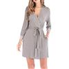 DSJJ Pigiama Donna Vestaglie e Kimono Cotone Scollo a V Camice da Notte Corto da Notte Nightdress S-XXL (Grigio,L)