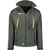 Geographical Norway Techno Men - Giacca Cappuccio Softshell Impermeabile Uomo - Giacca Vento Tattica Da Esterno - Escursionismo Sci Autunno Inverno Primavera (Grigio scuro/arancio XL)