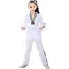 L SERVER Kimono Karate Bambino Ragazzo Confortevole Professionale Kimono Judo Ragazza Collo a V Tenuta di Taekwondo con Cintura, Bianco B, 10-11 Anni