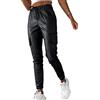 Onsoyours Pantaloni Ecopelle Donna Pantalone Lunghi in Pu Pelle Larghe Trousers Pantaloni Tasche Vita Alta Stitching Pantaloni con Coulisse Pantaloni Skinny con Effetto Pelle 01 Nero M