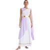 CHICTRY Costume da Dea Greca Donna Costume Romano di Augusta Costumi da Athena Senza Maniche Toga Olimpica Elegante Abito Lungo Costumi da Carnevale Halloween Lanvanda 3XL