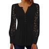 Kobilee Maglia Elegante Donna Curvy Scollo a V Top Camicia Leggera Cotone Camicette Cerimonia Invernali Bianca Blusa Taglie Forti Manica Lunga in Pizzo Comode Maglie