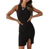 AMABILEMIA Vestito Donna Sexy Nero Abito Corto Estivo Elegante Miniabito da Sera Casual Senza Maniche Tubino Estate Aderente Festa Discoteca AM109