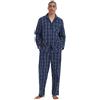 Kolipajam Set pigiama da uomo in cotone per uomini 2 pezzi a quadri comodo biancheria da notte PJS con tasche, M