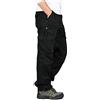 FANSU Pantaloni Uomo Tasche Laterali Militare Invernali, Tasconi Larghi Pantaloni Militare Elasticizzati Trekking Baggy Slim Lunghi Classici Casual Calzoni (Nero,XXXL)