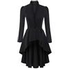 SCARLET DARKNESS Rinascimento Giacca da Donna con Maniche Lunghe con Orlo Alto Basso Nero 2XL