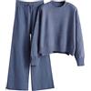 HEONSATI Complete di Lana da Donna Eleganti Tuta Due Pezzi in Maglia Offerte Tute Pullover Top Maniche Lunghe e Pantalone a Gamba Larga in Vita Completi Sportive Invernale Sportswear Lavorati Comodo